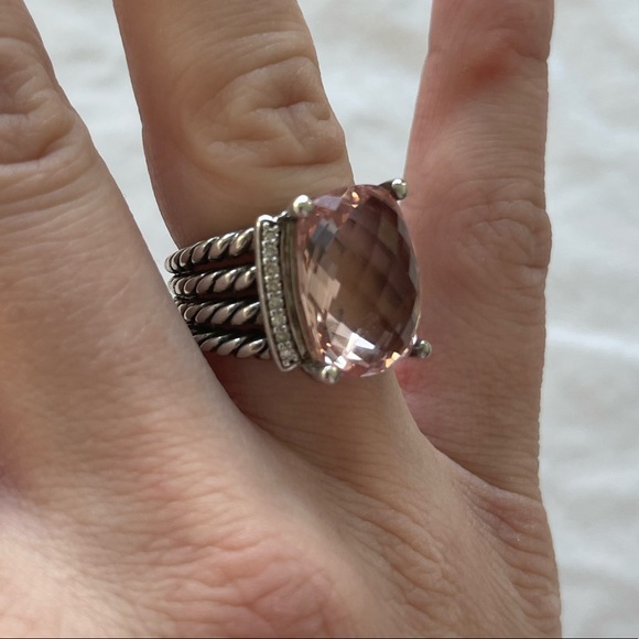 David Yurman Wheaton® Ring with Morganite and Pavé Diamonds Size 6 - Picture 5 of 14